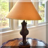 DL01. Bronze table lamp with chrysanthemum or lotus decoration. 